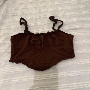 SHEIN Brown Ruffled Tank Top